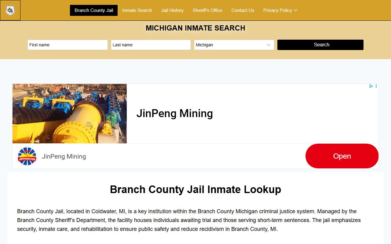 Branch County busted mugshots jail lookup tool