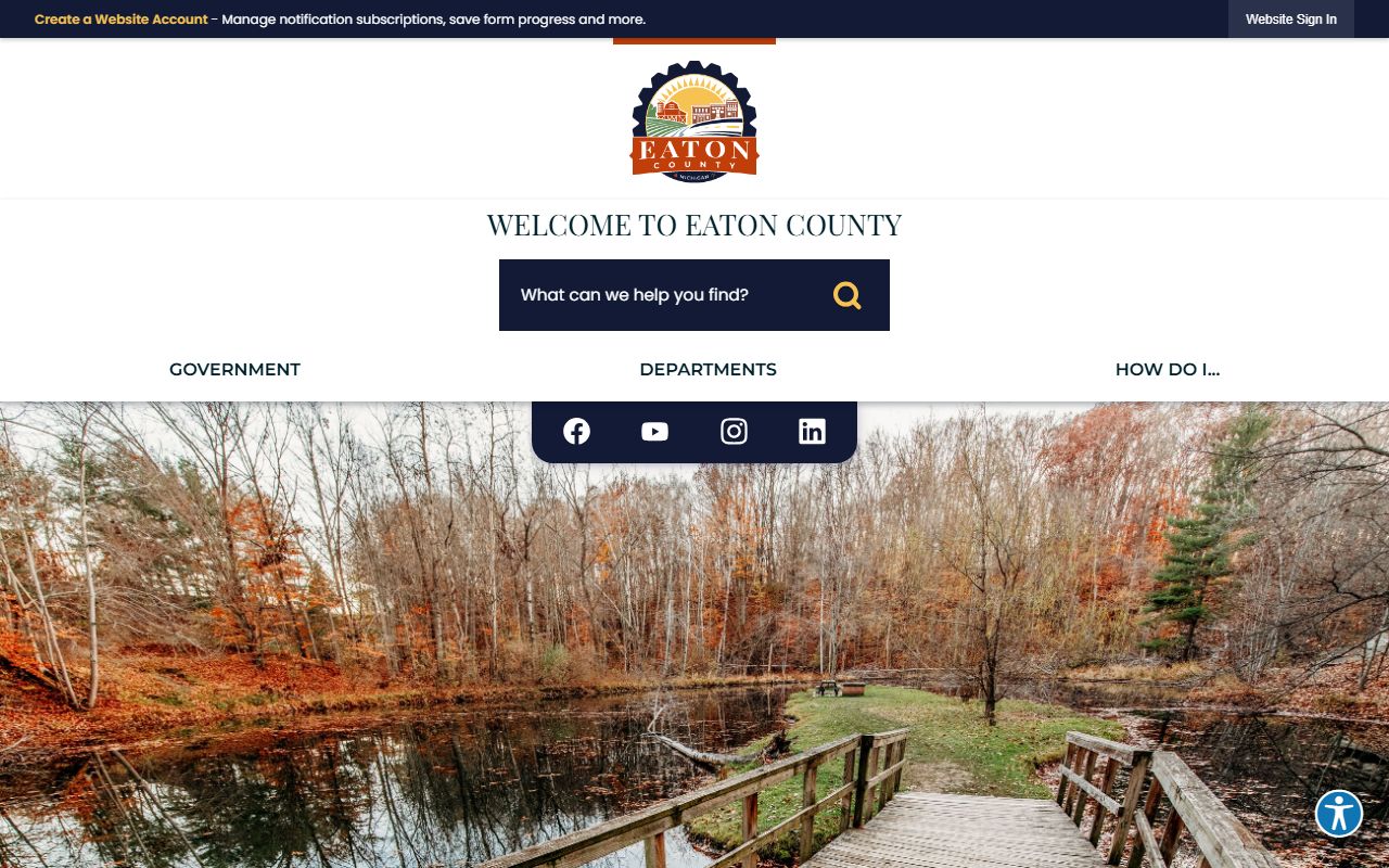 Eaton County homepage for busted mugshots and county services