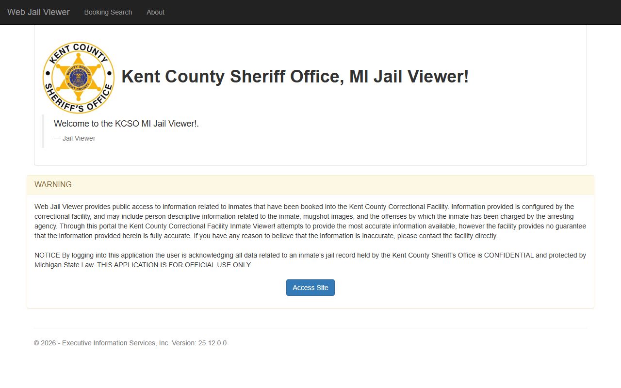 Kent County Web Jail Viewer for busted mugshots search