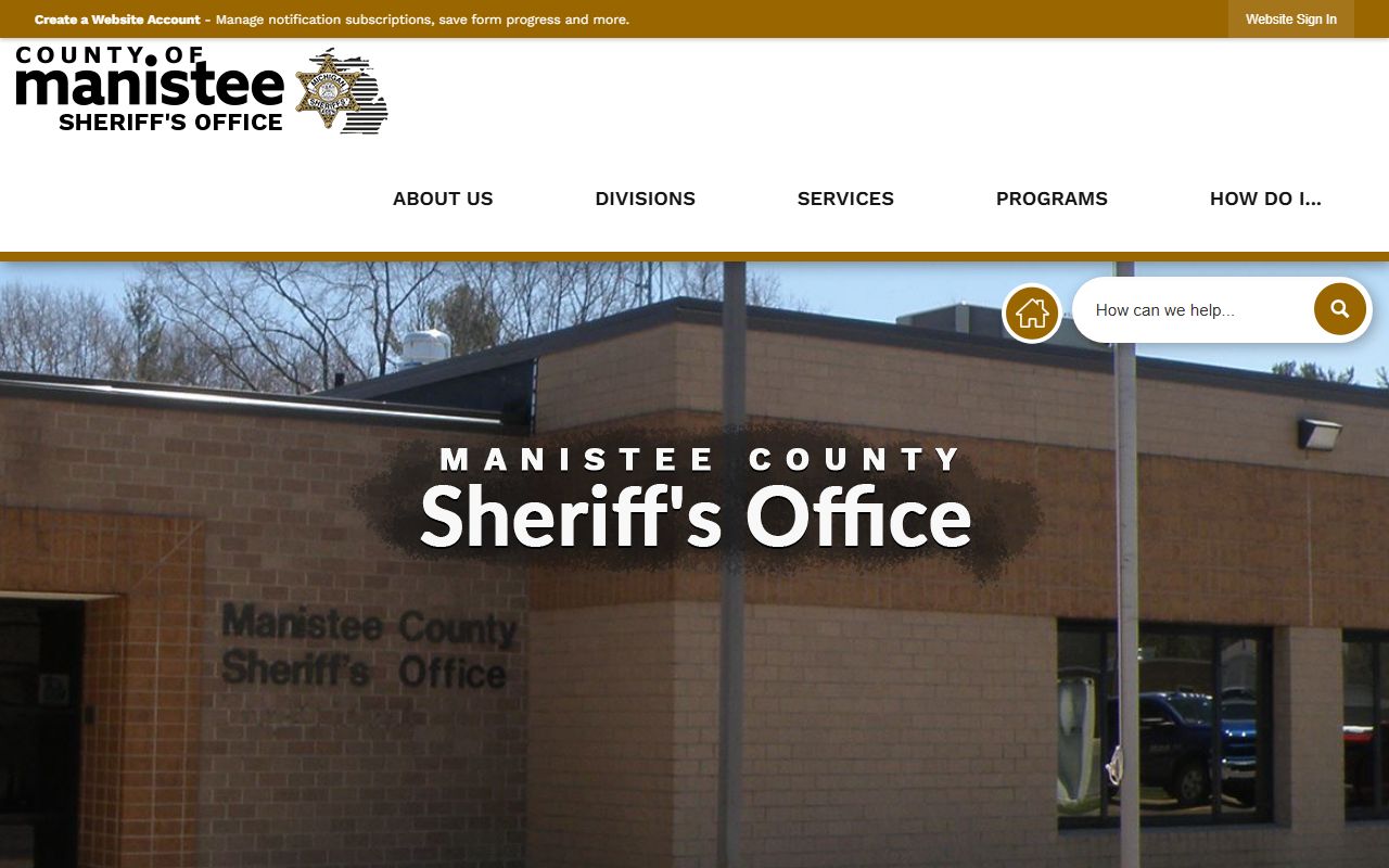 Manistee County Sheriff's Office page for busted mugshots records