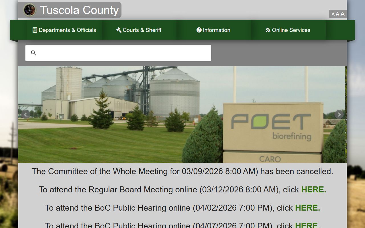 Tuscola County homepage for busted mugshots and sheriff info