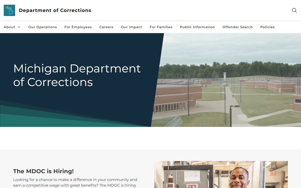 Michigan Department of Corrections homepage